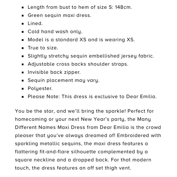 NWT Hello Molly “Dear Emelia Many Different Names” Sequin Dress Green Size S - Picture 7 of 8